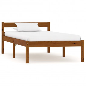 Bed Frame Honey Brown Solid pine wood, Plywood Twin Dur...