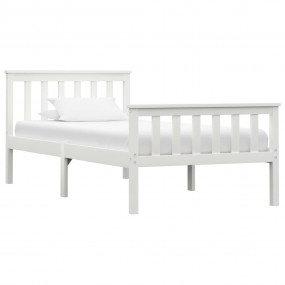 Bed Frame White Solid Pine Wood, Plywood Single Durable