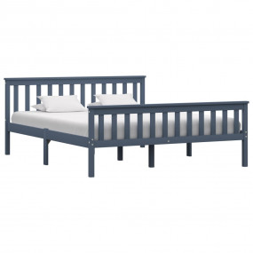 Bed Frame Grey Solid pinewood, plywood Full Durable Bed...