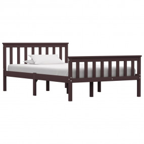 Bed Frame Dark brown Solid Pinewood, Plywood Double Dur...