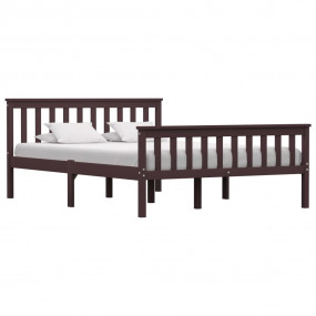 Bed Frame Dark Brown Solid Pine, Plywood Full Durable B...