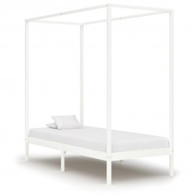 Bed Frame White Solid pine wood, plywood slats Twin Dur...