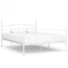 Bed Frame White Metal and plywood Double Durable Bed Fr...