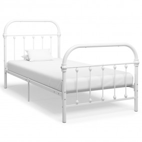 Bed Frame White Metal Single Simplistic Bed Frame Recta...