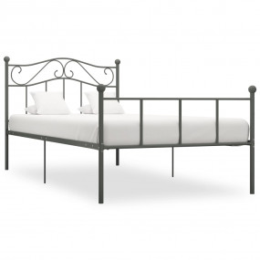 Bed Frame Grey Metal Twin Durable Bed Frame Rectangular