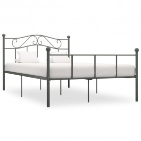 Bed Frame Grey Metal 63 x 79 in Durable Metal Bed Frame