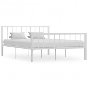 Bed Frame White Metal Full Bed Frame Rectangular Tradit...