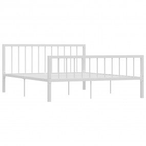 Bed Frame White Metal 63x79 in Durable Bed Frame Rectan...