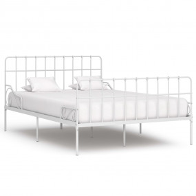 Bed Frame White Metal, Plywood Double Durable Bed Frame