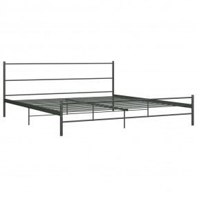 Bed Frame Gray Metal 79x79 in Durable Bed Frame Rectang...