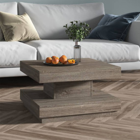Coffee Table Gray MDF with veneer 23.6x23.6x13.8 in