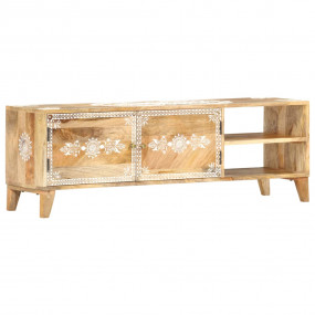 TV Cabinet Natural Mango Wood with Handpainted Patterns