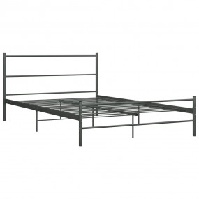 Bed Frame Gray Metal Full Durable Bed Frame Rectangular