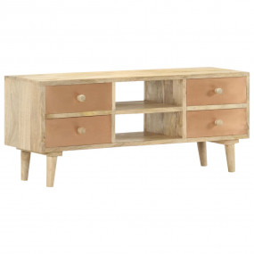 TV Cabinet Natural wood with copper accents Solid Mango...