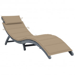 Sun Lounger Grey Solid acacia wood 74.8 x 23.6 x 20.1 i...