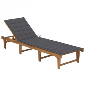 Sun Lounger Anthracite Solid Acacia wood, Fabric (100% ...