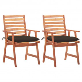 Patio Chair Set of 2 Natural wood Solid Acacia wood Sta...