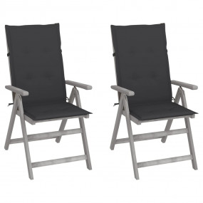Garden Chair Set of 2 Grey Solid acacia wood Standard