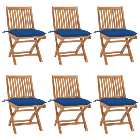 Patio Chair Set of 6 Teak Solid Teak Wood Standard Fold...