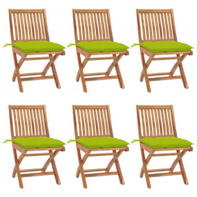 Patio Chair Set of 6 Teak Solid teak wood Standard Fold...