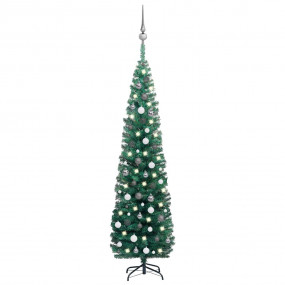 Artificial Christmas Tree Green PVC Slim, 82.7 in tall