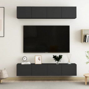 TV Cabinet Set of 4 Black Engineered wood 31.5 x 11.8 x...