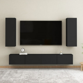 TV Cabinet Black Engineered wood TV Cabinet Rectangular...