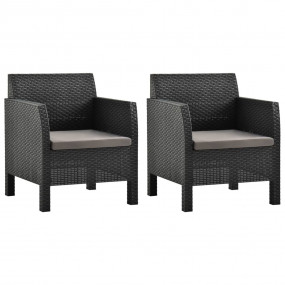 Garden Chair Set of 2 Anthracite Polypropylene Medium
