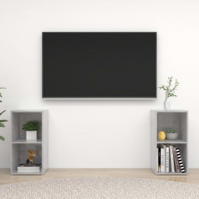 TV Cabinet Set of 2 Concrete Grey Engineered Wood Mediu...