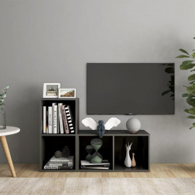 TV Cabinet High gloss grey Engineered wood Medium TV Ca...