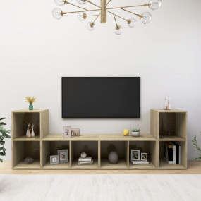 TV Cabinet Set of 4 Sonoma Oak Engineered wood Modular