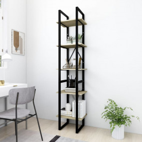 Book Cabinet Sonoma oak and black Engineered wood and m...
