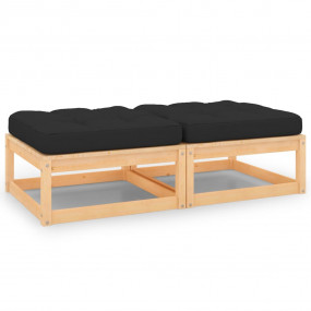 Footstool Anthracite Solid Pinewood Medium Modular Foot...