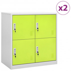 Locker Cabinet Set of 2 Light grey and green Steel Medi...