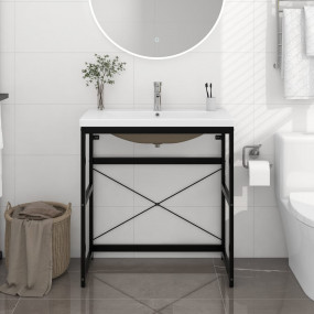 Washbasin Frame With Basin Black Powder-coated iron Sta...