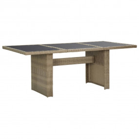Dining Table Brown and Black PE Rattan, Glass, Powder-C...