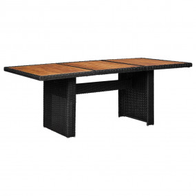 Dining Table Black PE rattan, solid acacia wood, powder...