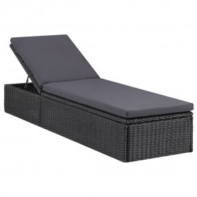 Sunlounger Black and Dark Gray PE Rattan 77.9 x 23.6 x ...