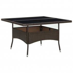 Dining Table Brown PE rattan Medium Durable Dining Tabl...