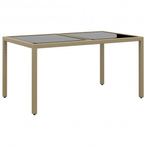 Garden Table Beige Poly rattan, powder-coated steel, te...