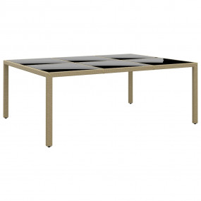 Garden Table Beige Poly rattan, powder-coated steel, te...