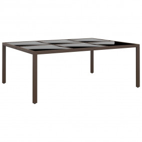 Garden Table With Glass Top Brown and black