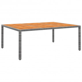 Garden Table Grey Poly rattan, powder-coated steel, sol...