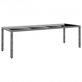 Garden Table Gray Poly rattan, powder-coated steel, tem...
