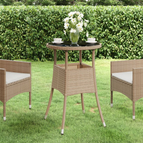 Garden Table Beige Poly rattan, powder-coated steel, te...