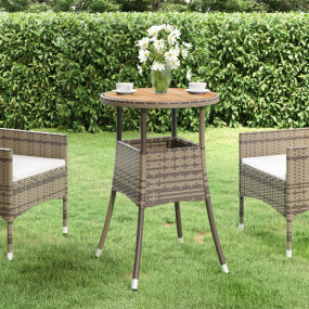Garden Table Grey Poly rattan, powder-coated steel, sol...