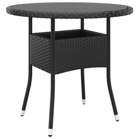 Garden Table Black Poly Rattan, Powder-Coated Steel, Te...