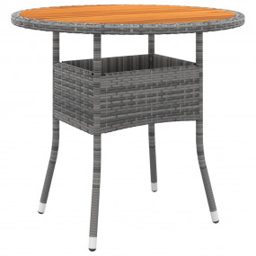 Garden Table Grey Poly rattan, Powder-Coated Steel, Sol...