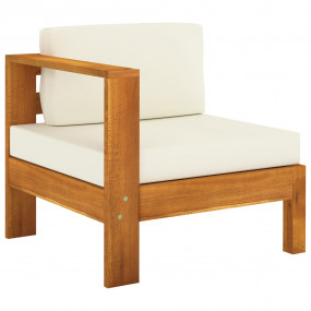 Wooden Sofa Cream White Solid Acacia Wood, 100% Polyest...