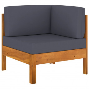 Corner Sofa Dark grey Solid acacia wood, 100% polyester...